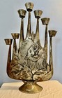 Vintage Mcm Brutalist Big 23    Mexican Tin 7 Candelabra Attributed To Gene Byron