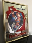Vintage Budweiser Beer Flying Bud Man Wisconsin Mirror Bar Budman Sign 1991-18   