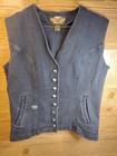 Vintage Harley Davidson Vest Adult M Black Button Biker Grunge Y2k Womens