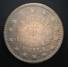 1863 Civil War Merchant Token - G  J  Ruelius Philadelphia City Hotel  b1950 