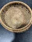 Small Round Brown Wicker Storage Basket With Lid Handmade Woven Natural
