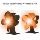 4 Blades Heat Powered Wood Stove Fan W carrying Handle Overheating Protect U0w5