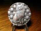 Vintage Antique French  persian Cat on Basket Weave Background  Lg Metal Button