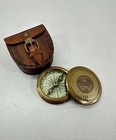 Antique Brass Pocket Compass With Leather Case Engraved Graduation Gift