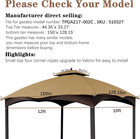 Beige Ripstop Replacement Cover For Lowe s Allen Roth 10x12 Gazebo Model  tpgaz1