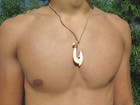 Hawaiian Design Jewelry Tribal Fish Hook Maori Bone Carved Necklace Choker