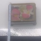 Vtg Glass metal Leaded Trinket Jewelry Box  Hinged  Pressed Flowers  Mirror Base