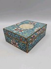 Antique Chinese Cloisonne Lidded Box White Jade Carving Qing Dynasty