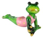 Ebros Whimsical Diva Green Lady Frog In Pink Swimsuit   Golden Manicure Figurine