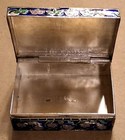 Antique 925 Sterling Silver Blue Enamel Elephant Motif Trinket Box