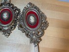 Set Of 2 Vintage Burwood Ornate Oval Framed Cameo Silhouettes-  Wall Decor