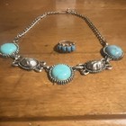 Bell Trading Silver Turquoise Stone Ring sz8    Vintage Garnet  Collar Necklace