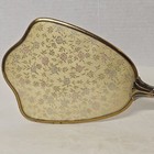 Vintage Handheld Vanity Mirror Silver Gold Tones Shabby Chic Roses Floral Pink