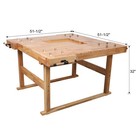 Solid Hevea Wood Workbench 51 5  Square Woodworking Table W  Dual Vises   Dogs