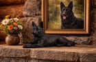 6 Inch Black German Shepherd Dog Statue - Sculpture Figurine