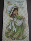 1970s Vintage Greeting Card Hallmark Birthday Girl In Green W  Bonnet