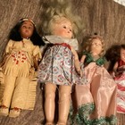 Vintage Sleepy Eye Doll Lot Of 5 Handmade Dress Movable Arms Tlc Condition