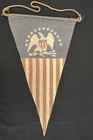 Vintage Folk Art Pennant Flag With 13 Stars And Eagle  14  X 24 