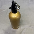 Vintage Gold Soda Siphon   Seltzer Bottle With Chrome Top     Retro Barware