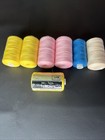 Vintage Sewing Thread Spools Lot Of 7 Polyester Mixed Colors Craft Notions