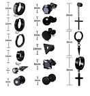 15 Pairs Earrings For Men  Black Stainless Steel Earrings Stud Kit For Men