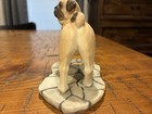 Pug Dog Figurine - Hand Painted Resin Collectible Statue On Stone Base 2   x 3   