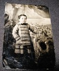 Antique Tintype Photo Portrait Of A Darling Little Boy Wearing A Pretty Dress