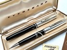 C1957 Nos  Eversharp Ventura Sterling Silver   Brown Fountain Pen Pencil Set 14k