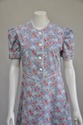 Vintage 1930s Early 40s Cotton Floral Summer Day Dress W  Heart Pocket Picnic L