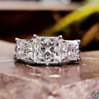 5ctw Three Stone Princess Cut Lab Grown Diamond Engagement Ring 14k White Gold