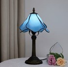 Tiffany Style Blue Flower Stained Glass Table Lamp Vintage Bedside Night Light