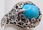 Carolyn Pollack Relios Sterling Silver Scroll Turquoise Ring Sz 6