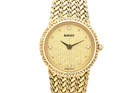 Rare Vintage Rado 204 3613 2 Gold 4 Stones Round Quartz Ladies Watch Japan