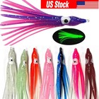 50pcs Luminous Octopus Squid Skirt Glow Soft Lure Hoochies Bait Fishing Lure Kit