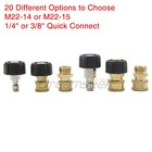 High Pressure Washer Adapter M22-14mm 15mm Swivel To 1 4  Or 3 8  Quick Connect