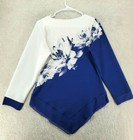 Floral Print Loose Irregular Blouse Long Sleeve Ladies  Blue Woman s 38  Chest