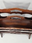 Vintage Butler Solid Mahogany Magazine Rack Holder Hand Carved Lace Colonial