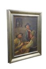 Antique Flemish Tavern Scene Oil Painting On Board Signed After David Teniers
