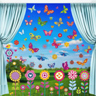Spring Garden Flower Window Clings plant Bee Butterfly Summer Floral Stickers Re