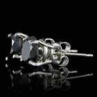 4tcw Round Simulated Black Diamond Solitaire Stud Earrings 14k White Gold Plated