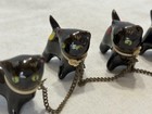Vtg 1950s Japan Black Kitty Cat Figurine And 6 Kittens On Chain Ceramic Painted