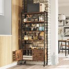 Bookshelf And Bookcase With Two Louvered Doors And Four Shelves 27 6  Wide Stand