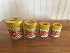 Vintage 1960s-1970s Yellow  Orange And Green Flower Nesting Canisters Rare