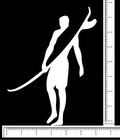 Surfer Longboarder Silhouette Holding Board Die Cut Sticker 7 85  X 5 8  3 Sizes