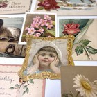 Antique Ephemera Lot Postcards Victorian Trade Card Scrap 8 Pcs Crafts Journals