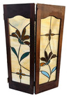 Vintage 2 Panel Wooden Accent Stained Glass Windows cabinet Doors Art Nouveau