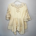 Indian Cream Lace Embroidered Tiered Peplum Palazzo 2 Piece Set Womens S