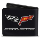 Corvette C6 Logo Black Vegan Leather Men s Bi-fold Wallet Official Licensed