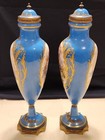 19c French Sevres Porcelain Gilt Bronze Vase - Set Of 2 Signed By Artist