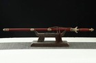 36       Chinese Qianlong Emperor Sword Red Damascus Steel Blade Jian Antique Finish